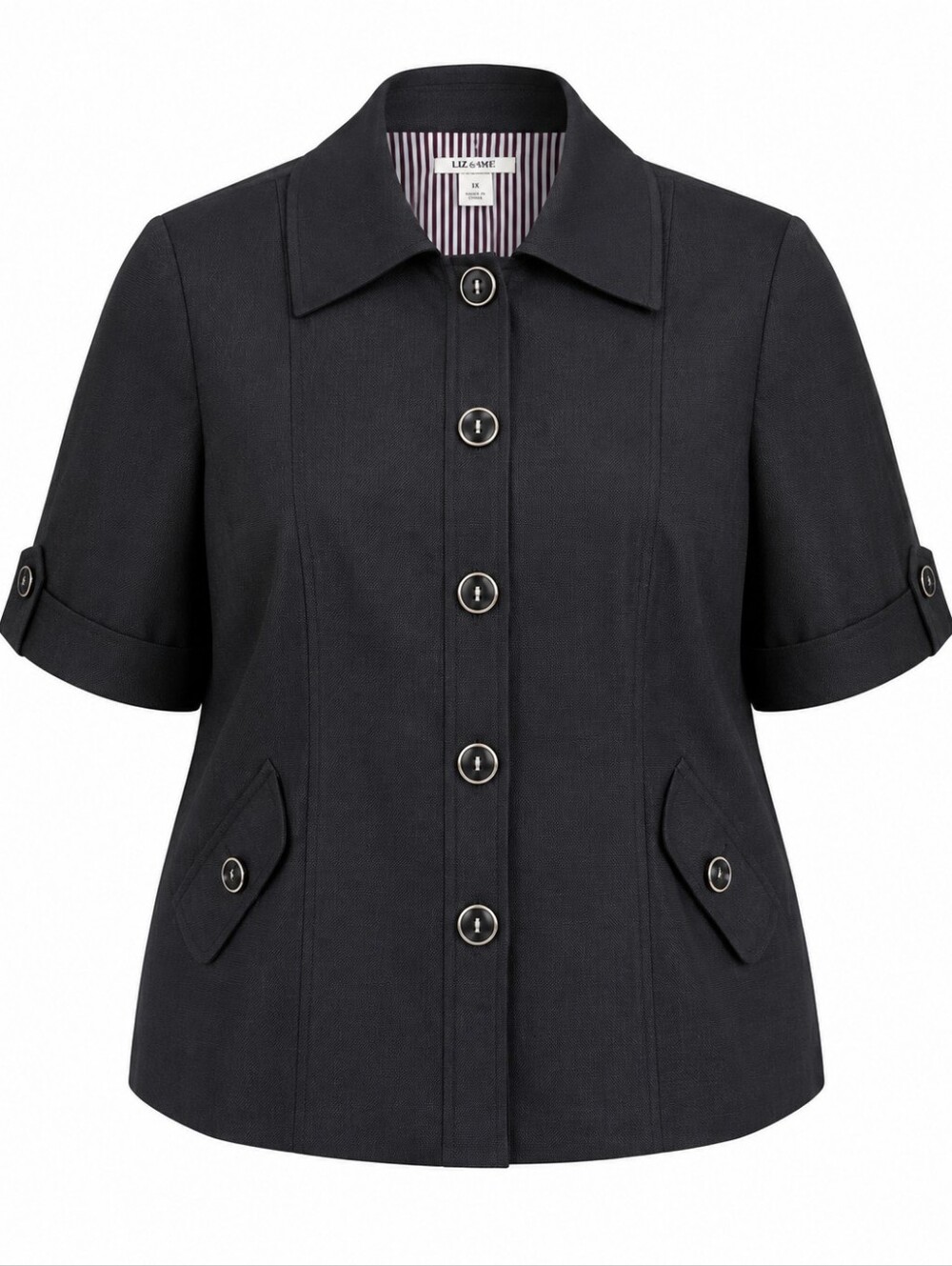Nygard Collection Plus Sze Black Capsule Minimalist Linen Office Women Blazer 18